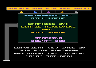 Bounty Bob Strikes Back! title screen