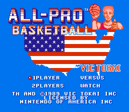 All-Pro Basketball title screen