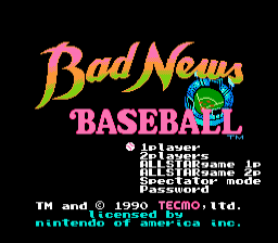 Bad News Baseball title screen