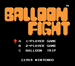 Balloon Fight title screen