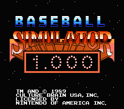 Baseball Simulator 1.000 title screen