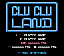 Clu Clu Land title screen