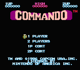 Commando title screen