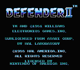 Defender II title screen