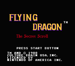 Flying Dragon: The Secret Scroll title screen