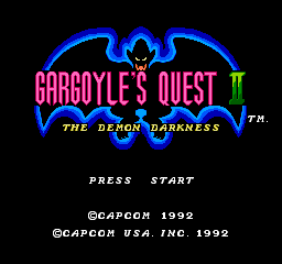 Gargoyle's Quest II title screen