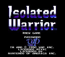 Isolated Warrior title screen