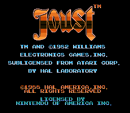 Joust title screen