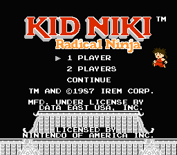 Kid Niki: Radical Ninja title screen
