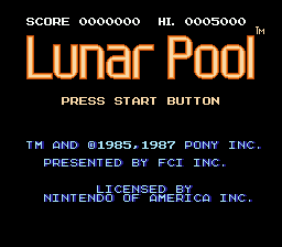 Lunar Pool title screen