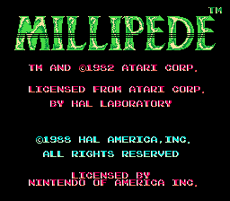 Millipede title screen