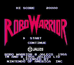 RoboWarrior title screen