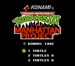 Teenage Mutant Ninja Turtles III: The Manhattan Project title screen