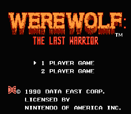 Werewolf: The Last Warrior title screen