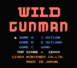 Wild Gunman title screen