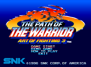 Art of Fighting 3: The Path of The Warrior title screen
