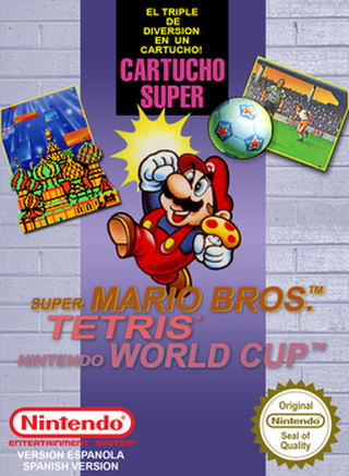 Super Mario Bros. / Tetris / Nintendo World Cup box art