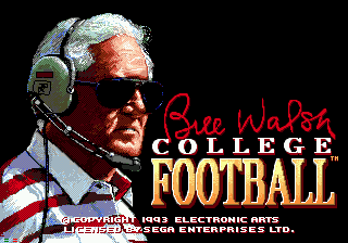 Bill Walsh College Football title screen