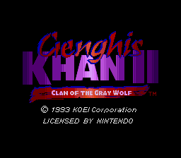 Genghis Khan II: Clan of the Gray Wolf title screen