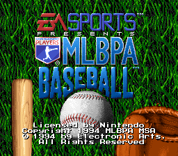 MLBPA Baseball title screen