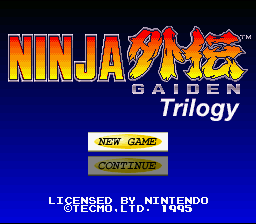Ninja Gaiden Trilogy title screen
