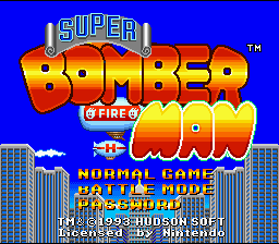 Super Bomberman title screen