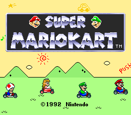 Super Mario Kart title screen