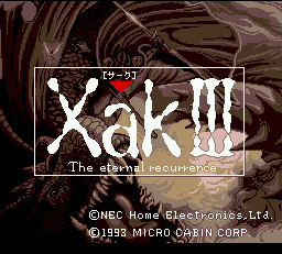 Xak III: The Eternal Recurrence title screen
